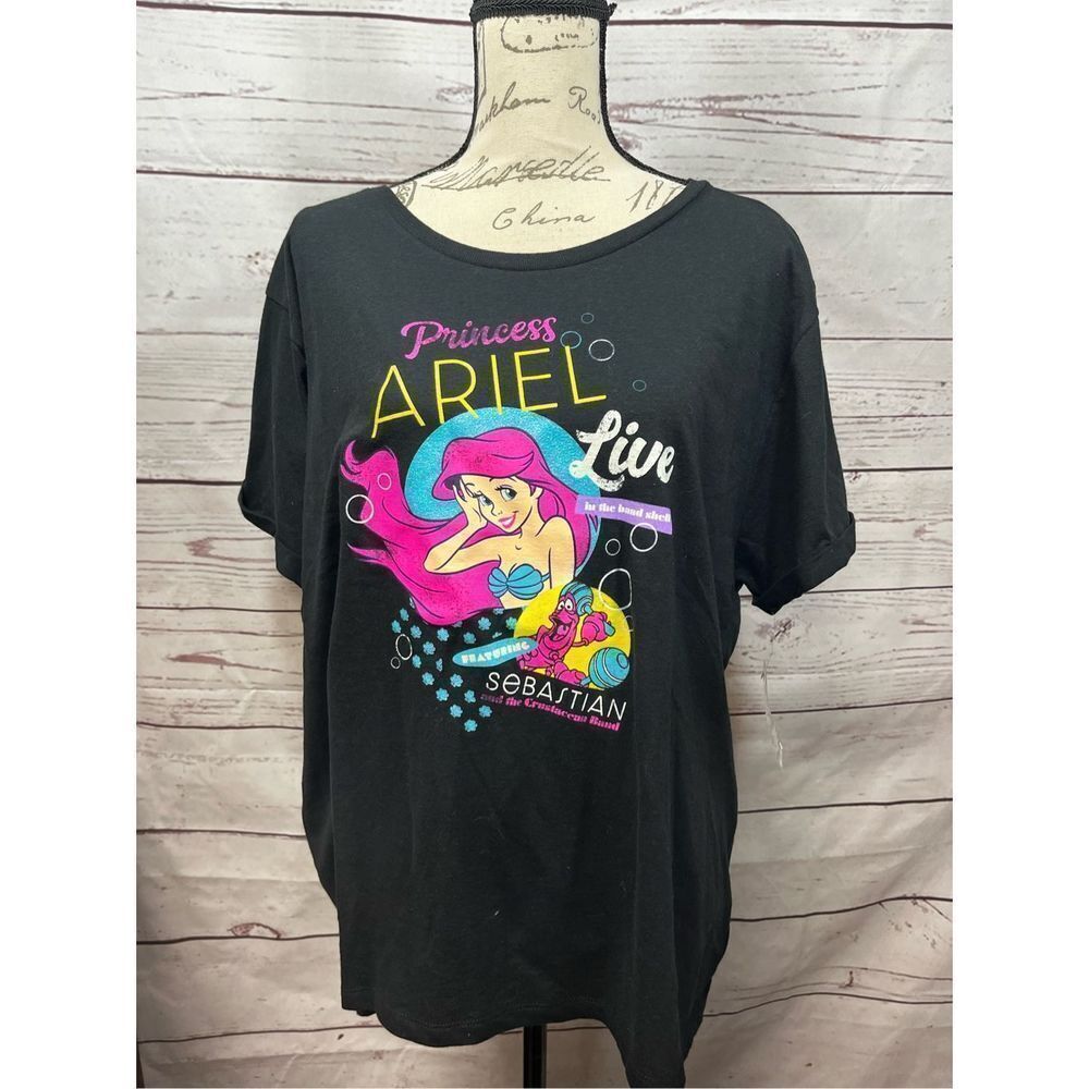 Disney Princess Ariel Live The Little Mermaid Graphic T Shirt Black Women's Plus